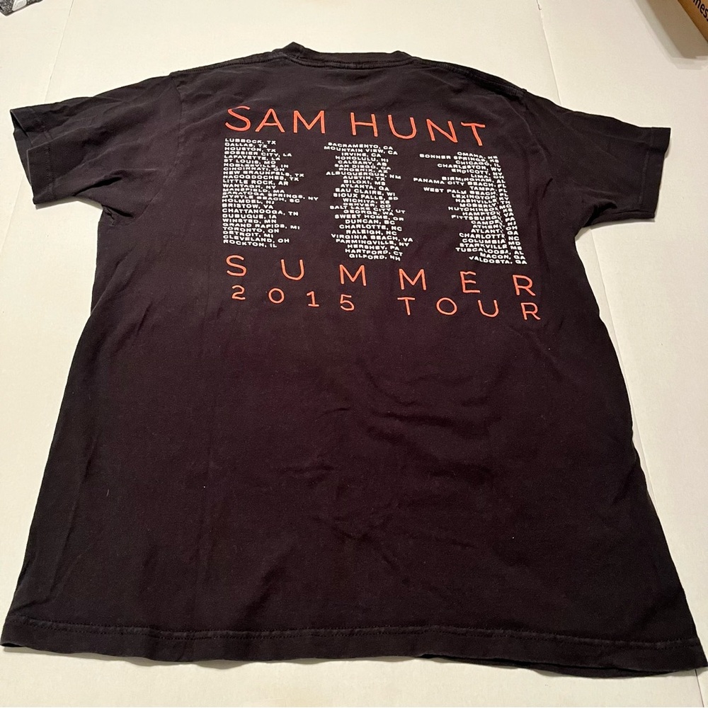 Sam Hunt 2015 Summer Tour SZ‎ Large Black Short Sleeve Shirt Tulex Country *FLAW - Picture 7 of 7